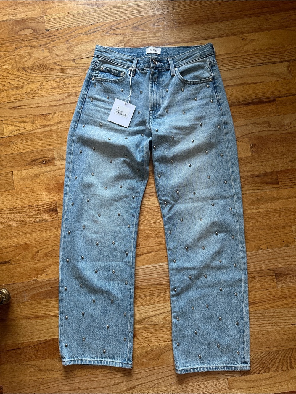 NWT LEXI MID RISE BOWED STRAIGHT JEAN